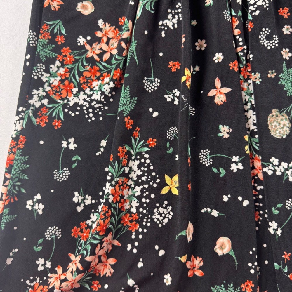 Style & Co Womens Small Black Floral Pleated Neck Short Sleeve Blouse Top - Picture 6 of 6